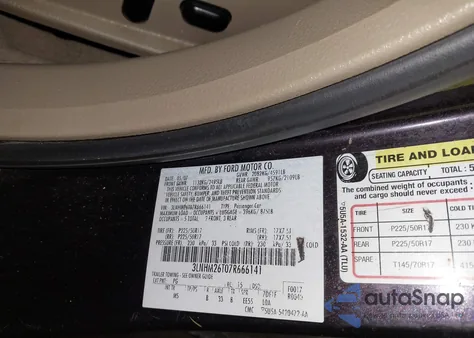 2007 Lincoln Mkz from USA, damaged, VIN 3LNHM26T07R666141